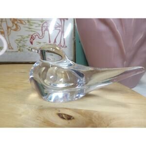 Vintage Bird Paperweight Signed Daum, France Clear Art Glass
